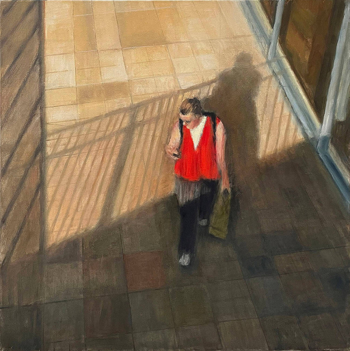 Woman in red jacket