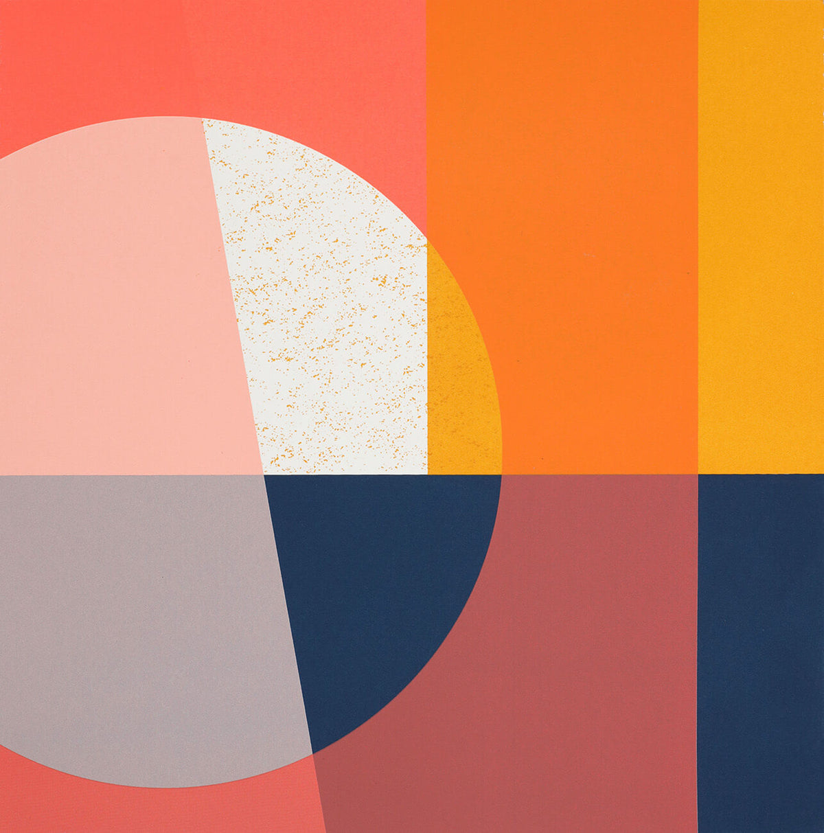 Abstract pop art screenprint with orange in a limited edition by Josie Blue Molloy